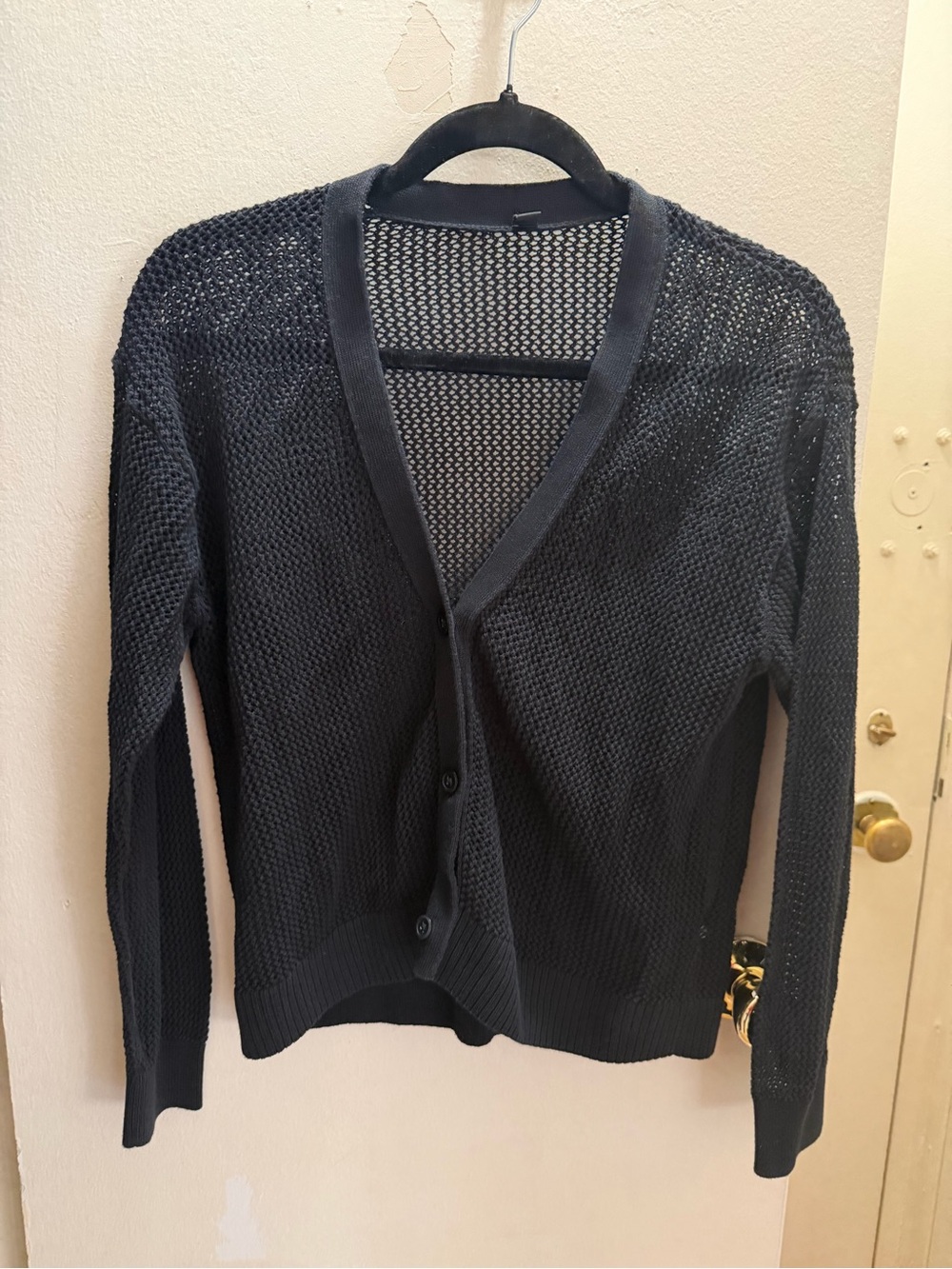 Uniqlo Black Open-Knit V-Neck Cardigan